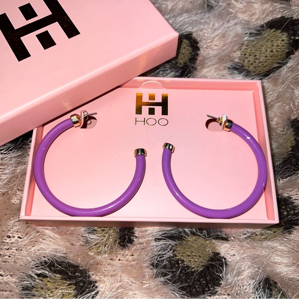 Hoo Hoops 2” Hoop Earrings - Dark Orchid